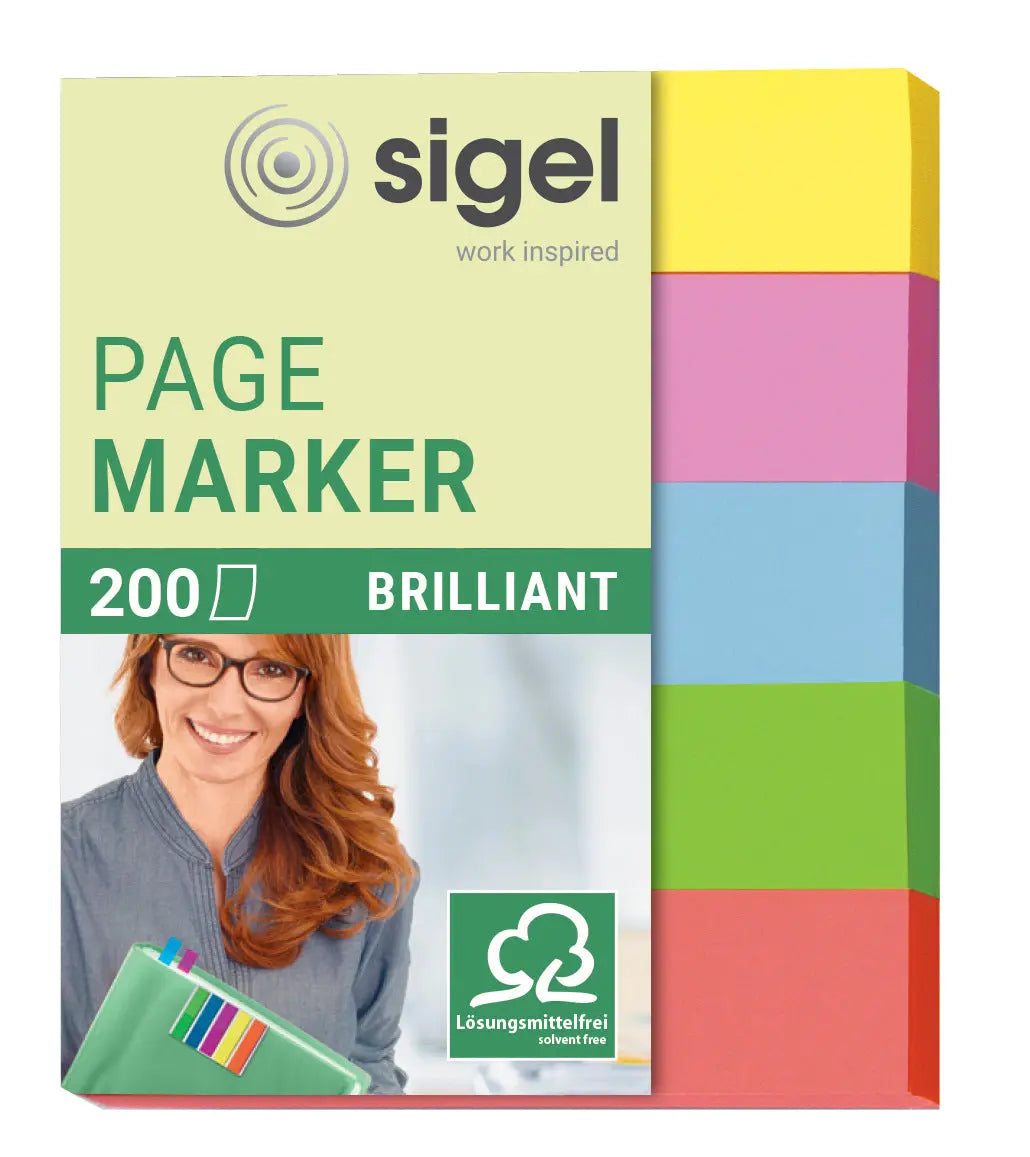 SIGEL Haftnotizen BRILLANT 12x50mm HN625 farbig ass. 5 x 40 Streifen Idealshop