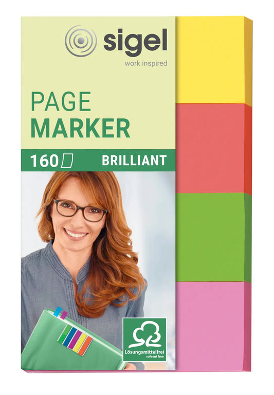 SIGEL Haftnotizen BRILLANT 20x50mm HN630 farbig ass. 4 x 40 Streifen Idealshop