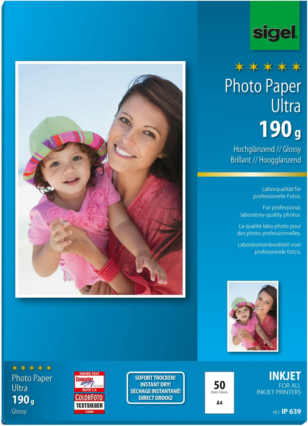 SIGEL InkJet Fotopapier A4 IP639 190g,glossy, weiss 50 Blatt Idealshop