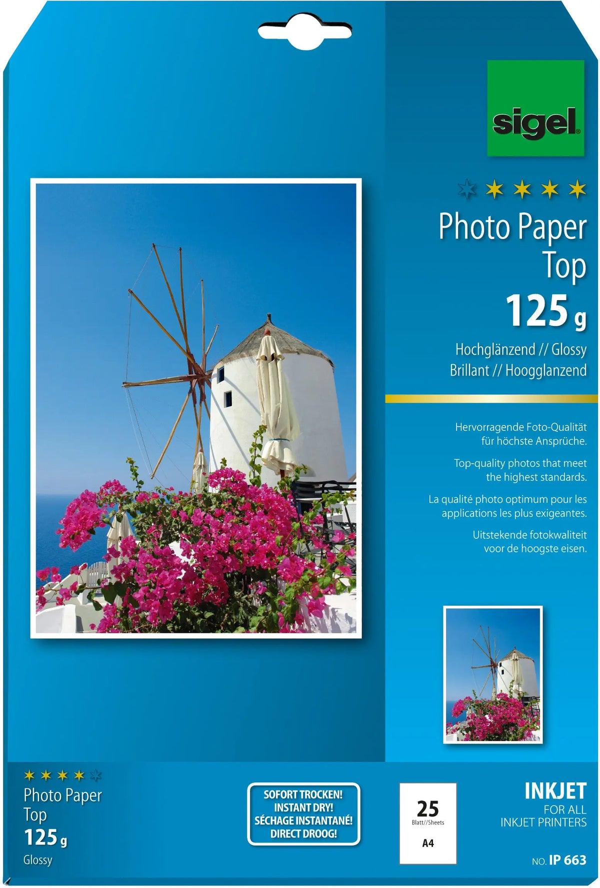 SIGEL InkJet Fotopapier A4 IP663 125g,glossy, weiss 25 Blatt Idealshop