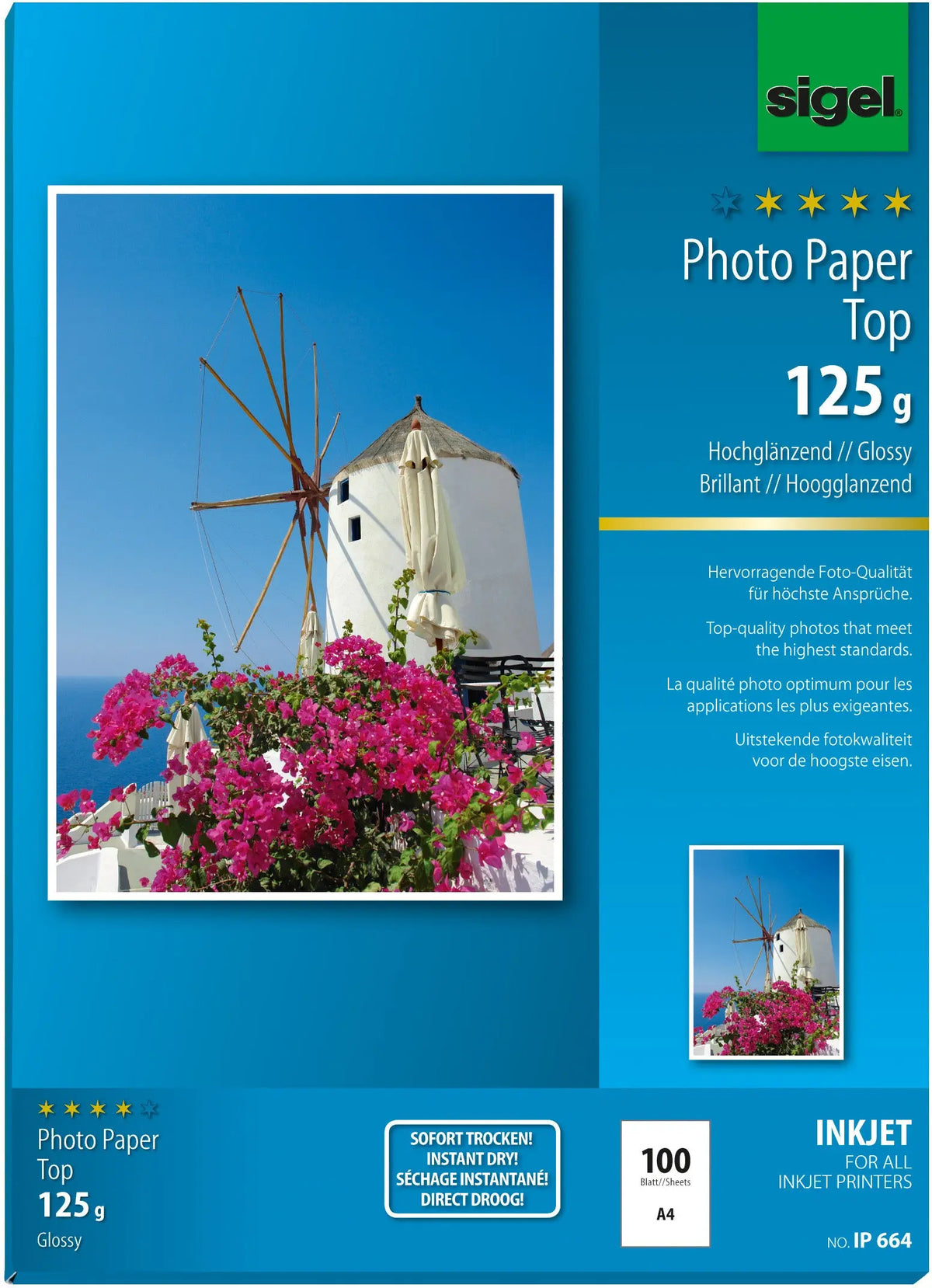 SIGEL InkJet Fotopapier A4 IP664 125g,glossy, weiss 100 Blatt Idealshop