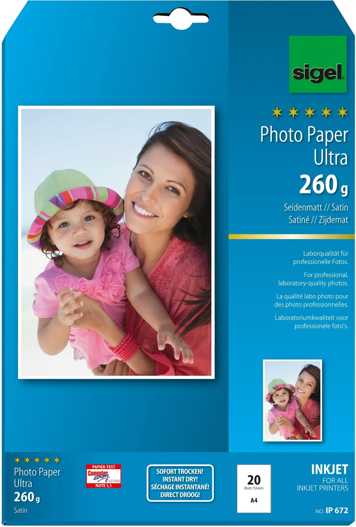 SIGEL InkJet Fotopapier A4 IP672 260g,matt, weiss 20 Blatt Idealshop
