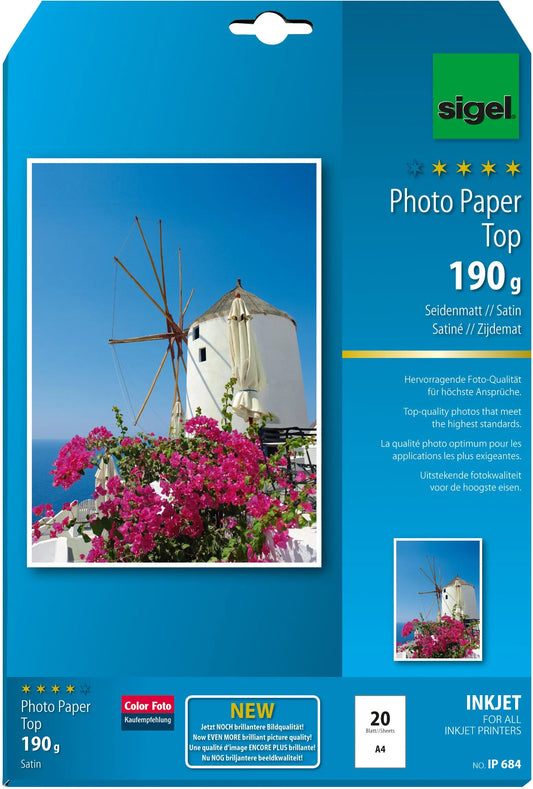 SIGEL InkJet Fotopapier A4 IP684 190g,matt, weiss 20 Blatt Idealshop