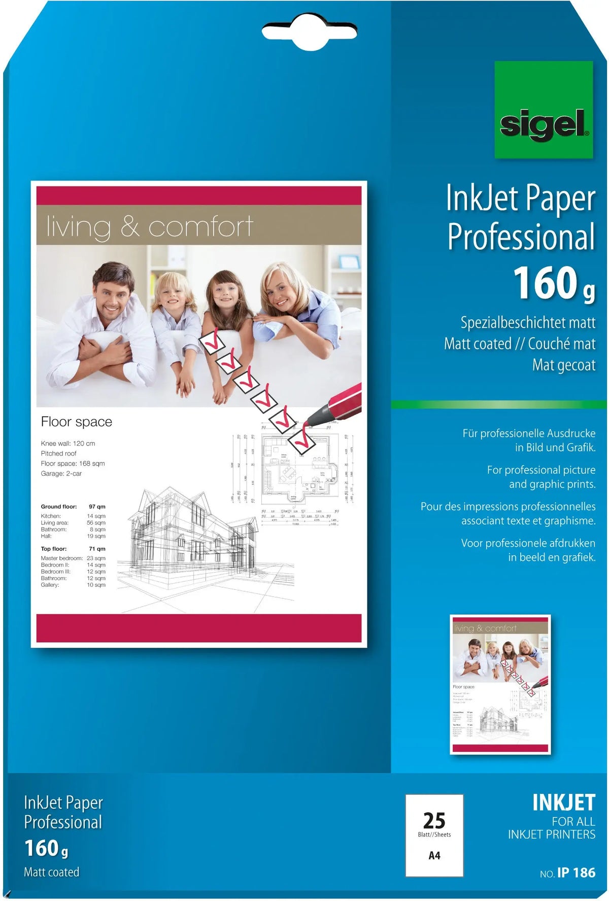 SIGEL InkJet-Papier A4 IP186 160g,matt, weiss 25 Blatt Idealshop