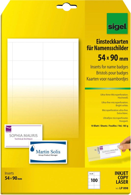 SIGEL Namensschild LP898 54x90mm 100 Stück Idealshop