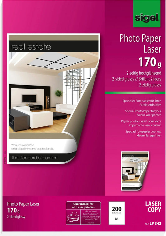 SIGEL Photo Paper Laser A4 LP342 170g glossy doppels.200 Bl. Idealshop