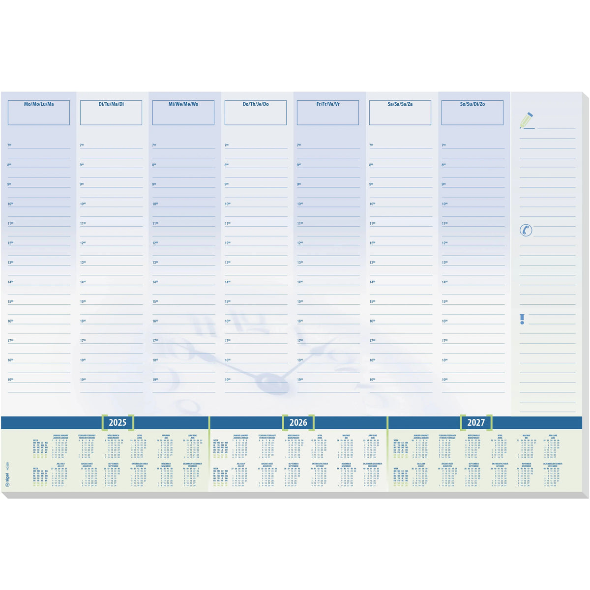 SIGEL Schreibunt. Time 3J. 59.5x41cm H6350 blau, beschreib., Mo-So 30 Bl. Idealshop