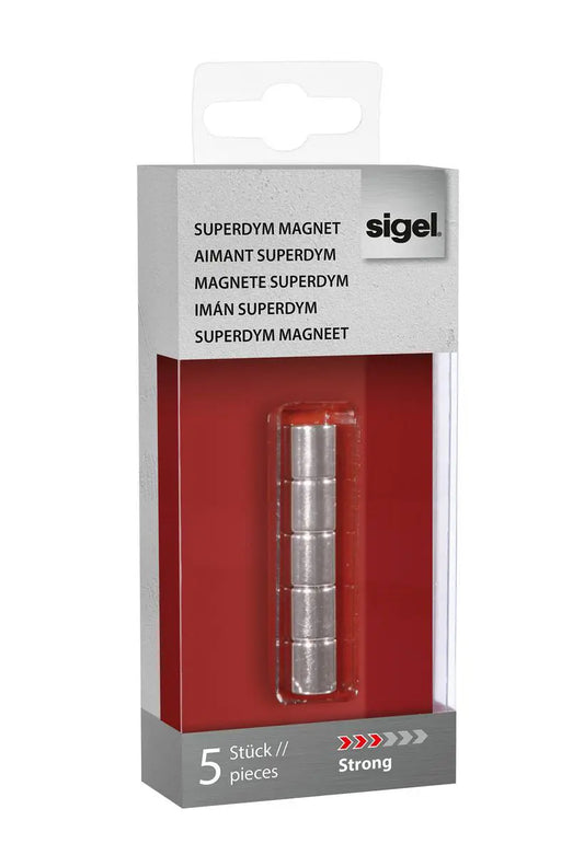 SIGEL Superdym-Magnete 10mm BA700 stark silber, 5 Stück Idealshop
