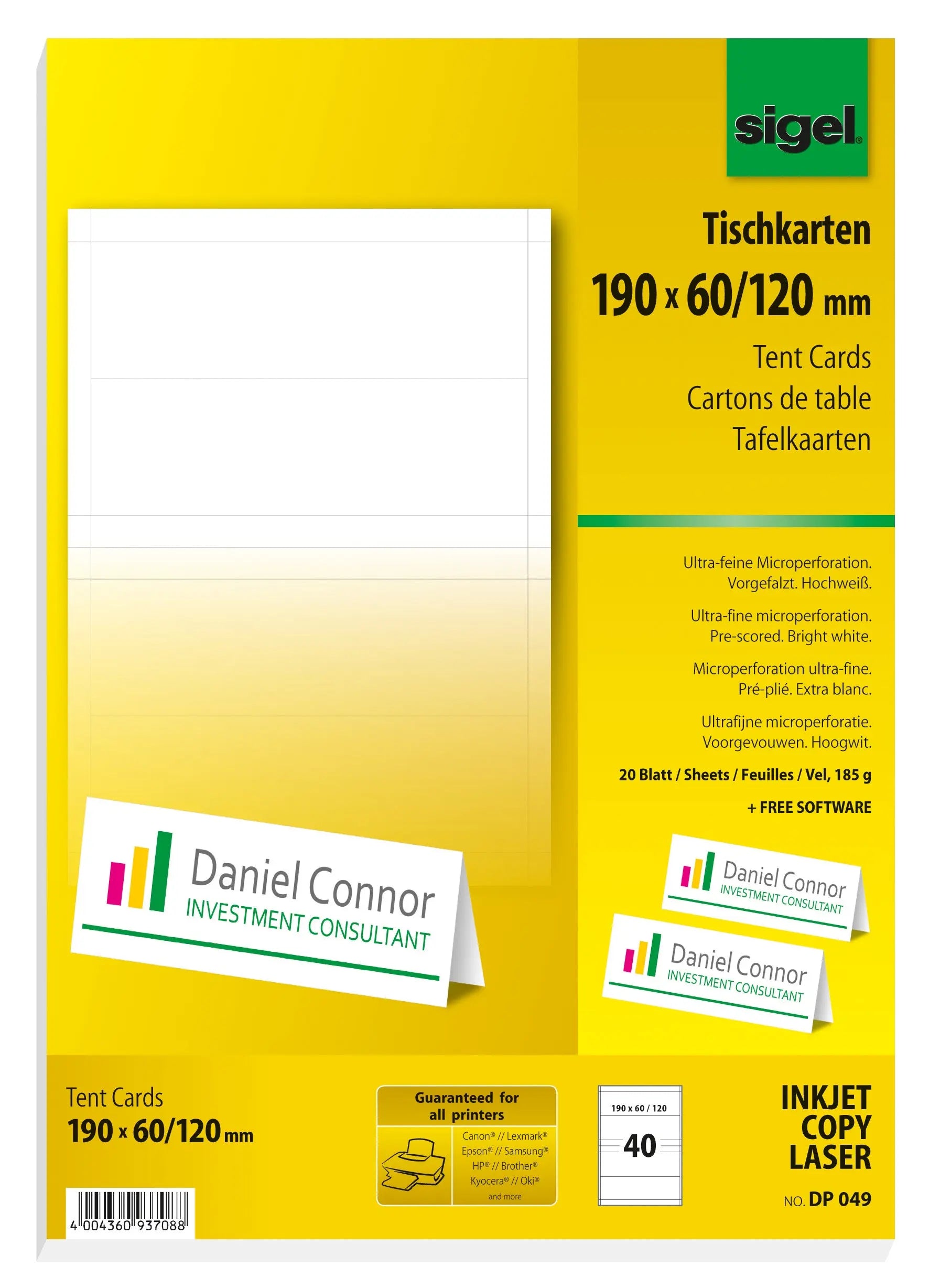 SIGEL     Tischkarten           190x60mm Idealshop