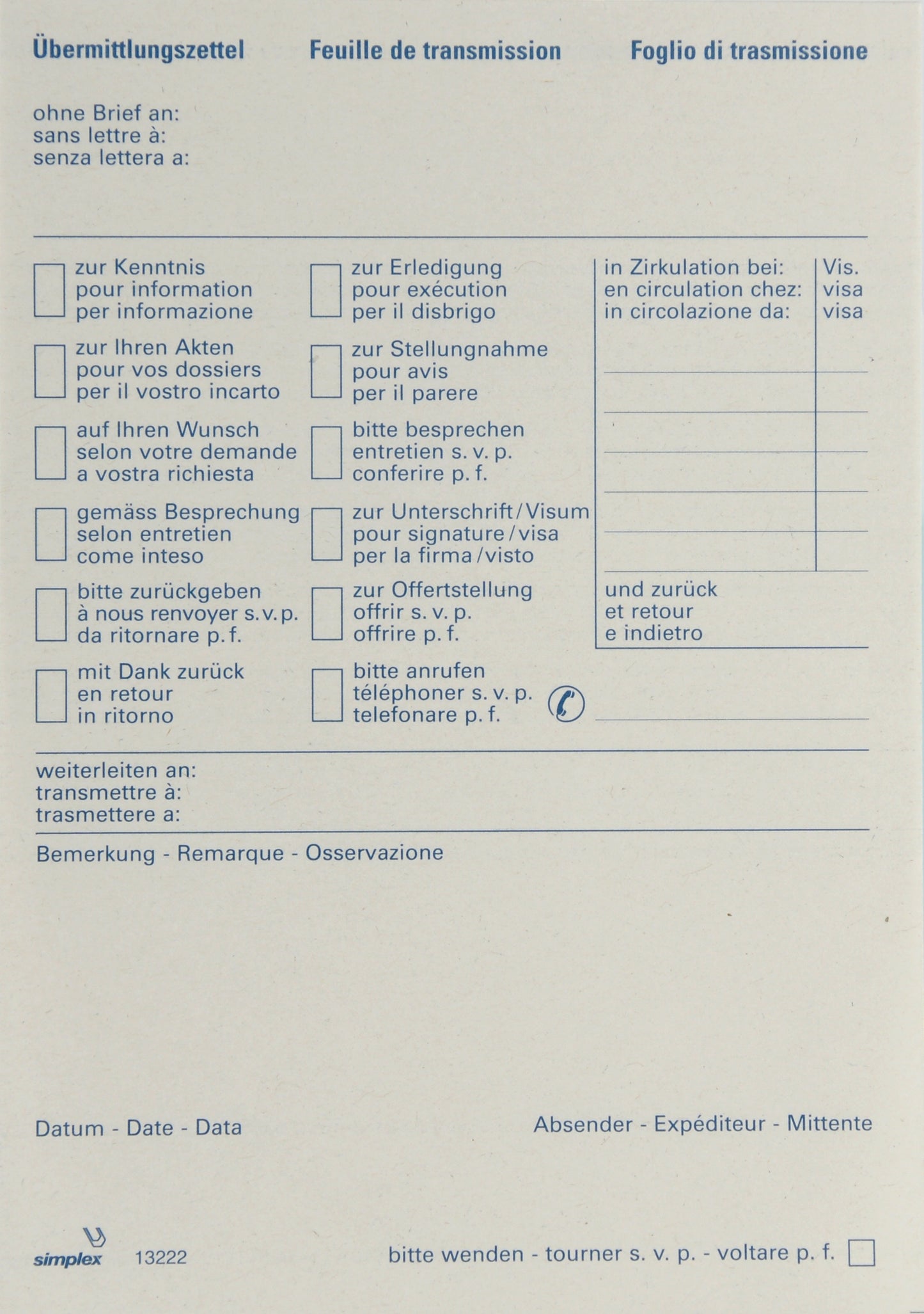 SIMPLEX   Übermittlungsblock recycl.  A6