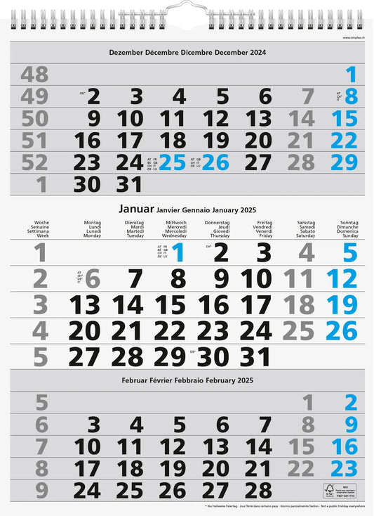 SIMPLEX   3-Monats-Wandkalender     2025 Idealshop