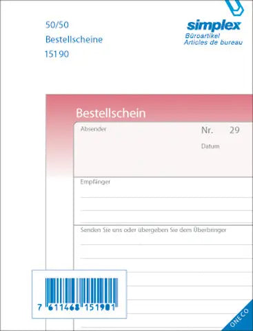 SIMPLEX   Bestellscheine D            A6 Idealshop