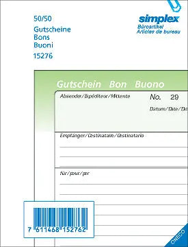SIMPLEX Gutscheine A6 15278 D/F/I 50x3 Blatt Idealshop