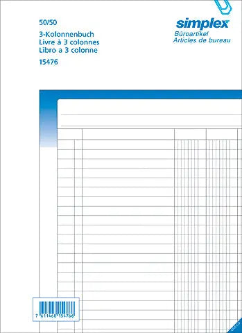 SIMPLEX Kolonnenbuch A4 15476 weiss/blau 50x2 Blatt Idealshop