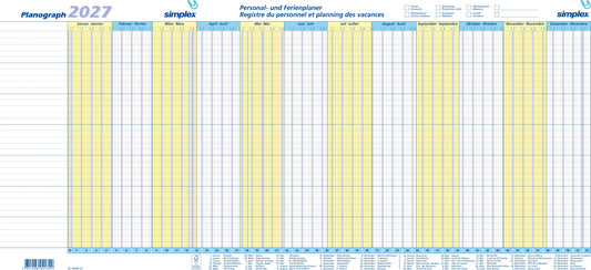 SIMPLEX Planograph 10 Stück 2027 40365.27 1J/1S DE/FR 64x29.6cm Idealshop