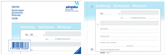 SIMPLEX Quittungen D/F/I A6 15337 blau/weiss 50x3 Blatt Idealshop