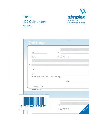 SIMPLEX Quittungen F A6 15326 weiss 50x2 Blatt Idealshop