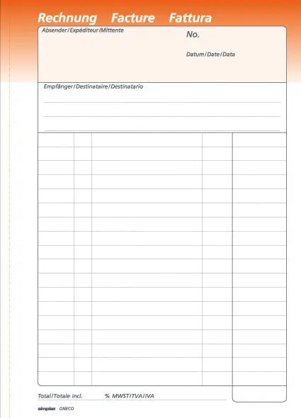 SIMPLEX   Rechnung Oneco (d/f/i)      A5 Idealshop