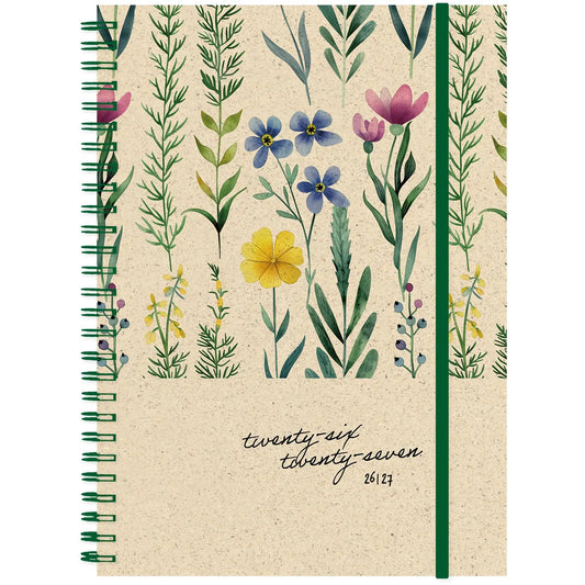 SIMPLEX Schüleragenda Graspapier 26/27 500410.27 1W/2S 12M Flowers ML 12x16.5cm Idealshop