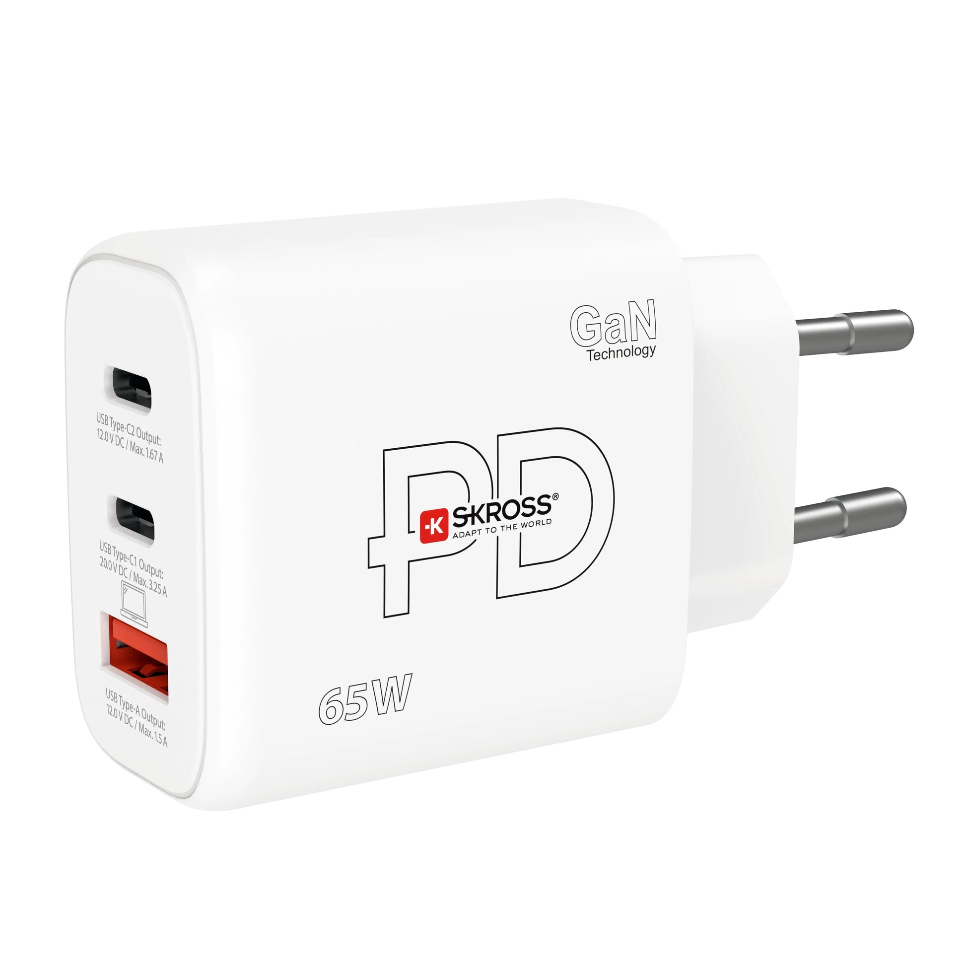 SKROSS Power Charger 65W GaN EU SKCH00116 2x USB C 1x USB A Idealshop