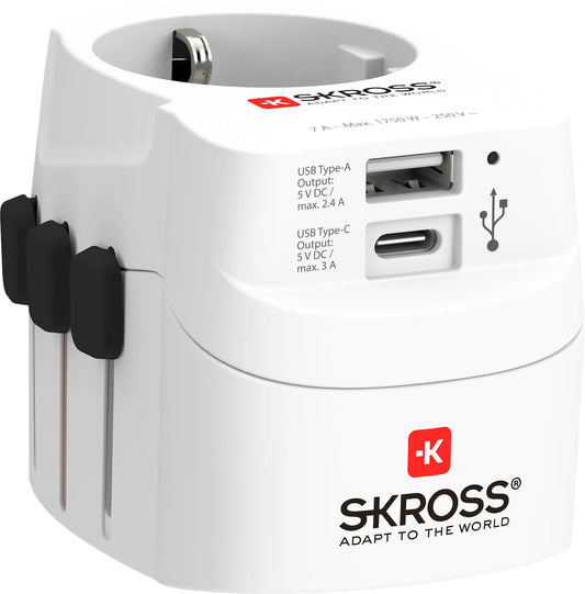 SKROSS World Travel Adapter 1.302462 PRO Light USB (AC) Idealshop