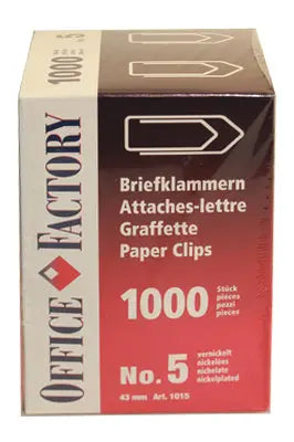 SMART OFFICE Büroklammern Gr.5 1015 vernickelt, 43mm 1000 Stk. Idealshop