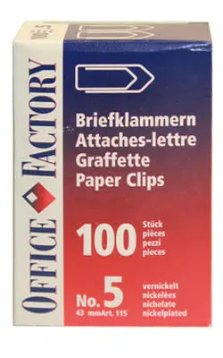 SMART OFFICE Büroklammern Gr.5 115 vernickelt, 43mm 100 Stk. Idealshop