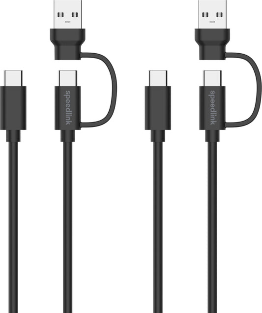 SPEEDLINK STREAM Play&Charge Cable Set SL-460101-BK USB-C,A to USB-C,Black Idealshop