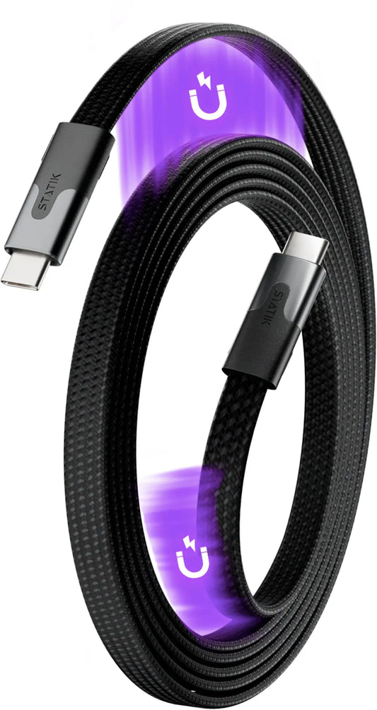STATIK MagStack Slim Pro Cable PUP-0495-6FT-CC-BLK USB-C to C, 2M, 100W Black Idealshop
