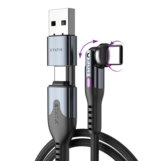 STATIK PowerPivot Pro Nylon Braided PUP-0455-6FT-CC USB-C to C, 2m 100W Black Idealshop