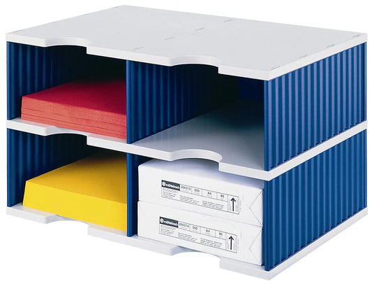 STYRO Ablagesystem styrodoc jumbo 268-0222.38 grau/blau 4 Fächer Idealshop