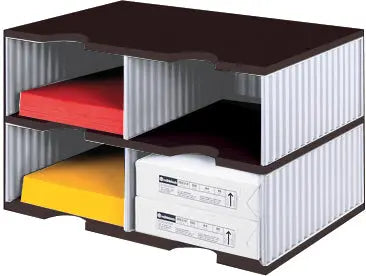STYRO Ablagesystem styrodoc jumbo 268-0222.89 schwarz/grau 4 Fächer Idealshop