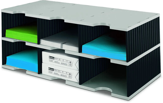STYRO Ablagesystem styrodoc jumbo 268-0322.98 grau/schwarz 6 Fächer Idealshop