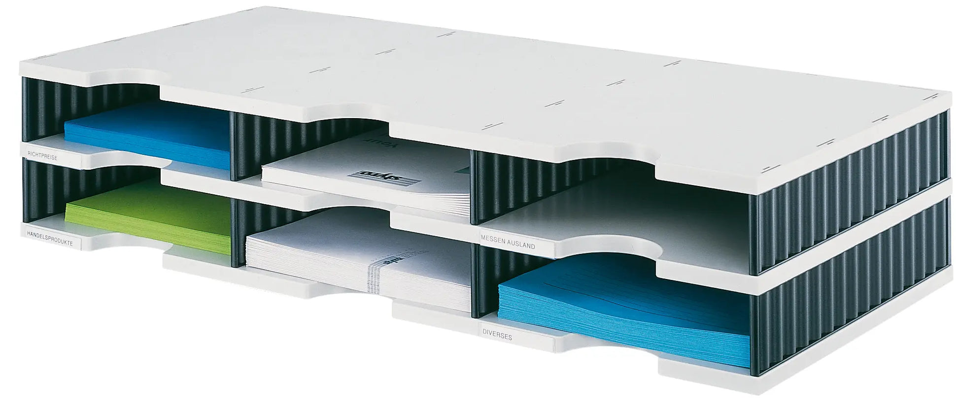 STYRO Ablagesystem styrodoc trio 268-03021.98 grau/schwarz 6 Fächer Idealshop