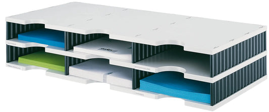 STYRO Ablagesystem styrodoc trio 268-03021.98 grau/schwarz 6 Fächer Idealshop