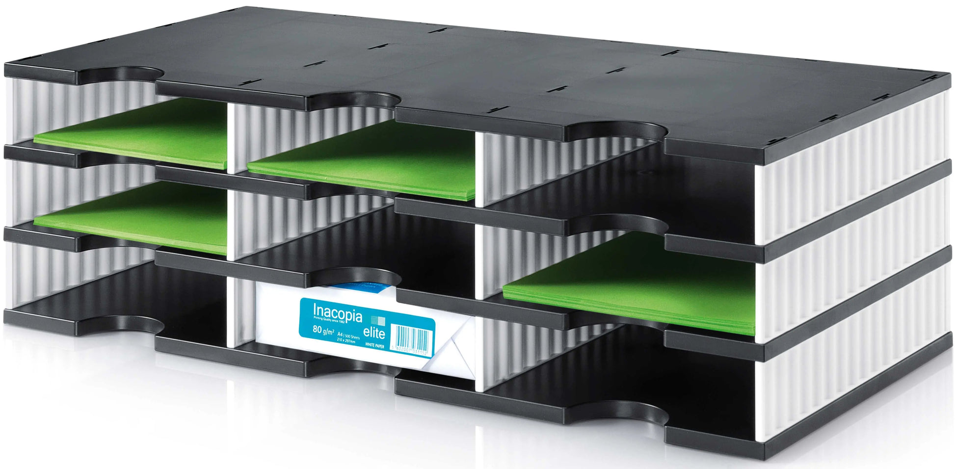 STYRO Ablagesystem styrodoc trio 268-0303.09 schwarz/weiss 9 Fächer Idealshop