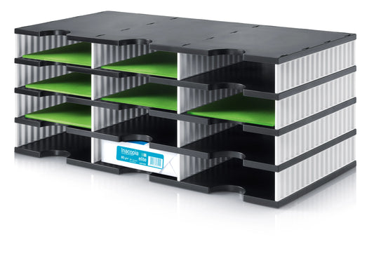 STYRO Ablagesystem styrodoc trio 268-0304.09 schwarz/weiss 12 Fächer Idealshop