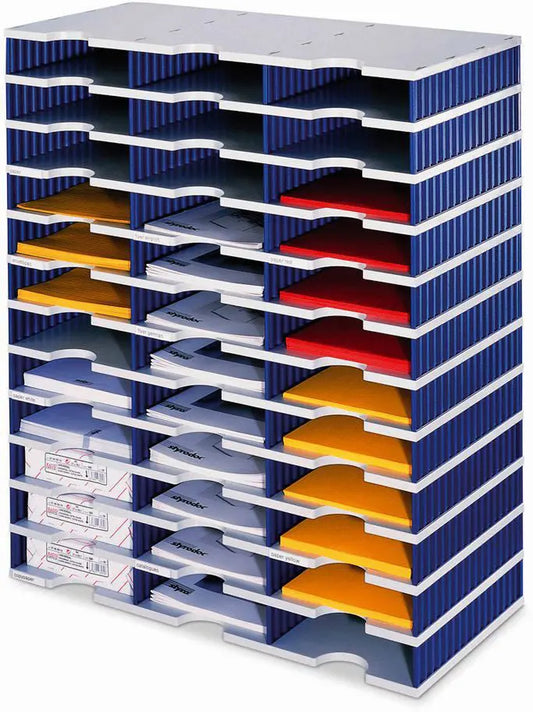 STYRO Ablagesystem styrodoc trio 268-0312.38 grau/blau 36 Fächer Idealshop