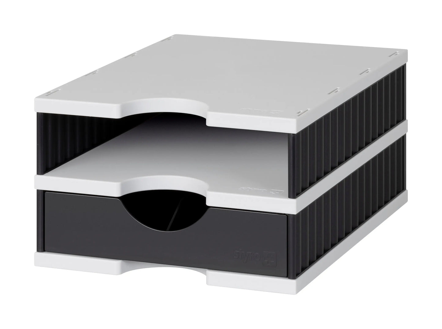 STYRO Ablagesystem styrodoc uno 268-0102.989 grau/schwarz 2 Fächer Idealshop