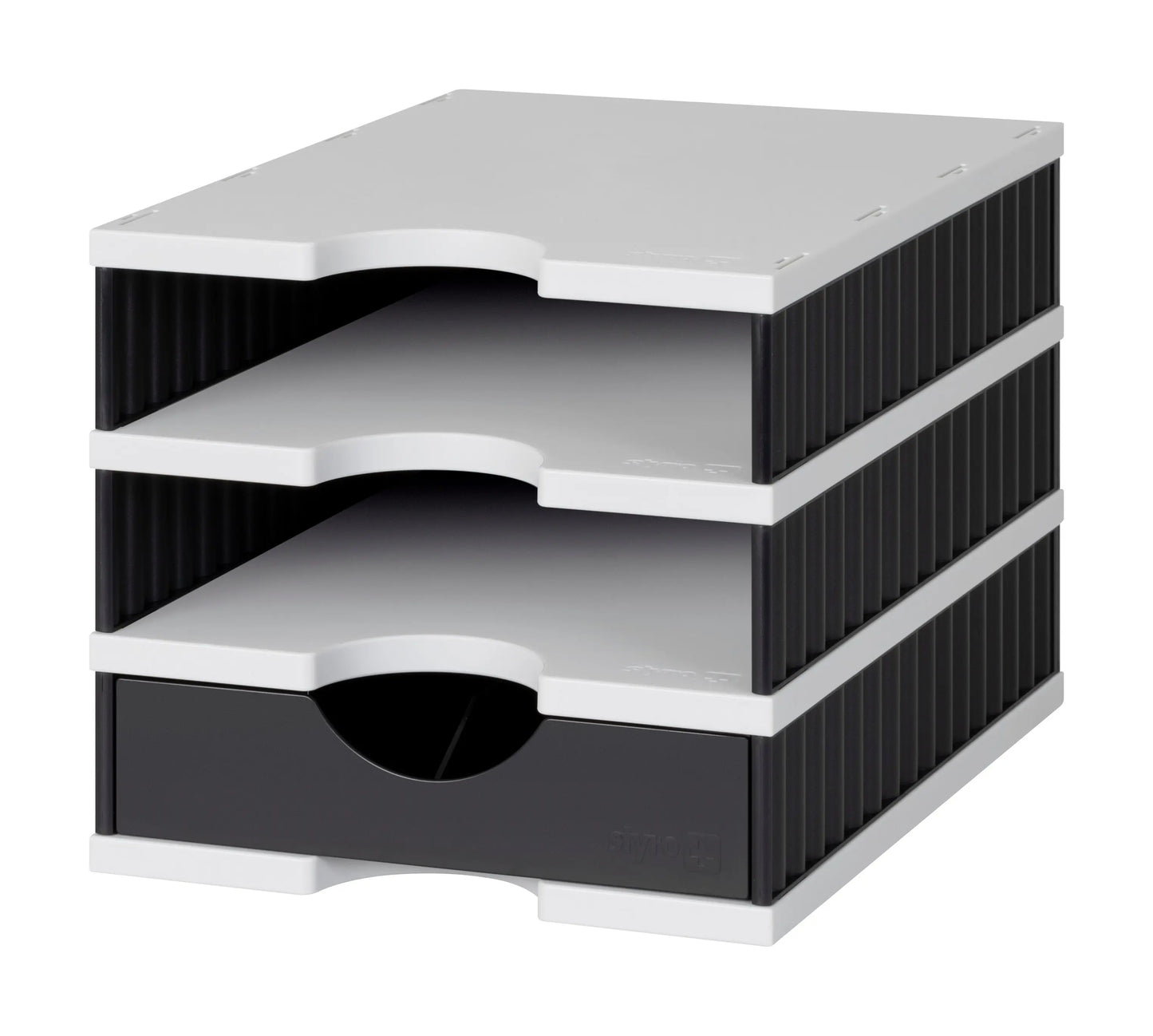 STYRO Ablagesystem styrodoc uno 268-0103.989 grau/schwarz 3 Fächer Idealshop