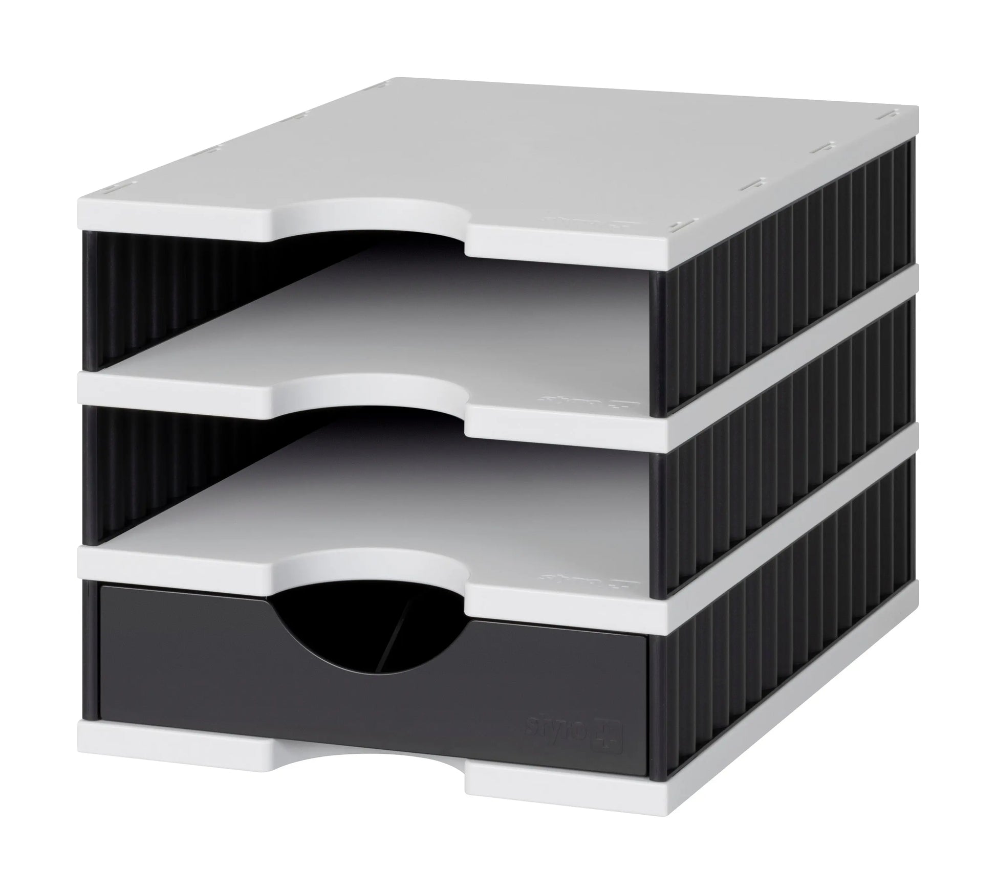 STYRO Ablagesystem styrodoc uno 268-0103.989 grau/schwarz 3 Fächer Idealshop