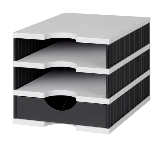 STYRO Ablagesystem styrodoc uno 268-0103.989 grau/schwarz 3 Fächer Idealshop
