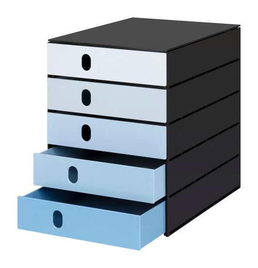 STYRO Schubladenbox styroval flow 14-8000.93 schwarz/blau 5 Schubladen Idealshop