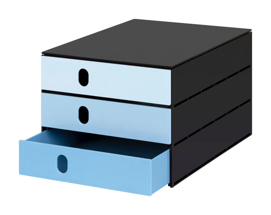 STYRO Schubladenbox styroval flow 14-8050.93 schwarz/blau 3 Schubladen Idealshop