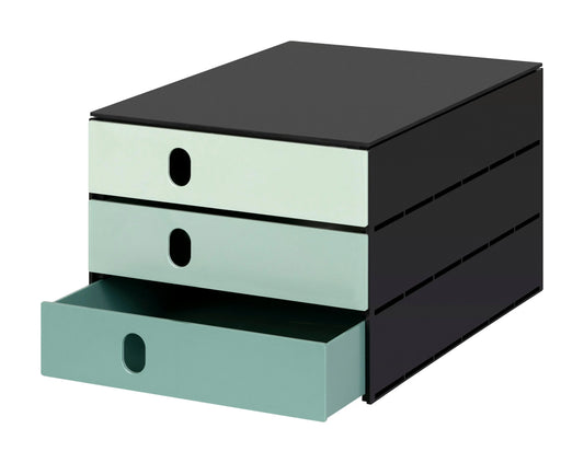 STYRO Schubladenbox styroval flow 14-8050.95 schwarz/grün 3 Schubladen Idealshop