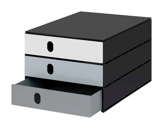 STYRO Schubladenbox styroval flow 14-8050.98 schwarz/grau 3 Schubladen Idealshop
