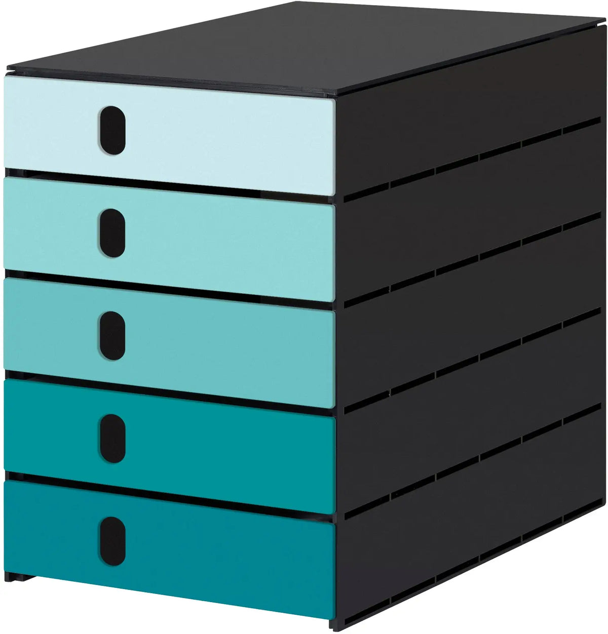 STYRO Schubladenbox styroval öko 14-8000.9aq schwarz/aqua 5 Schubladen Idealshop