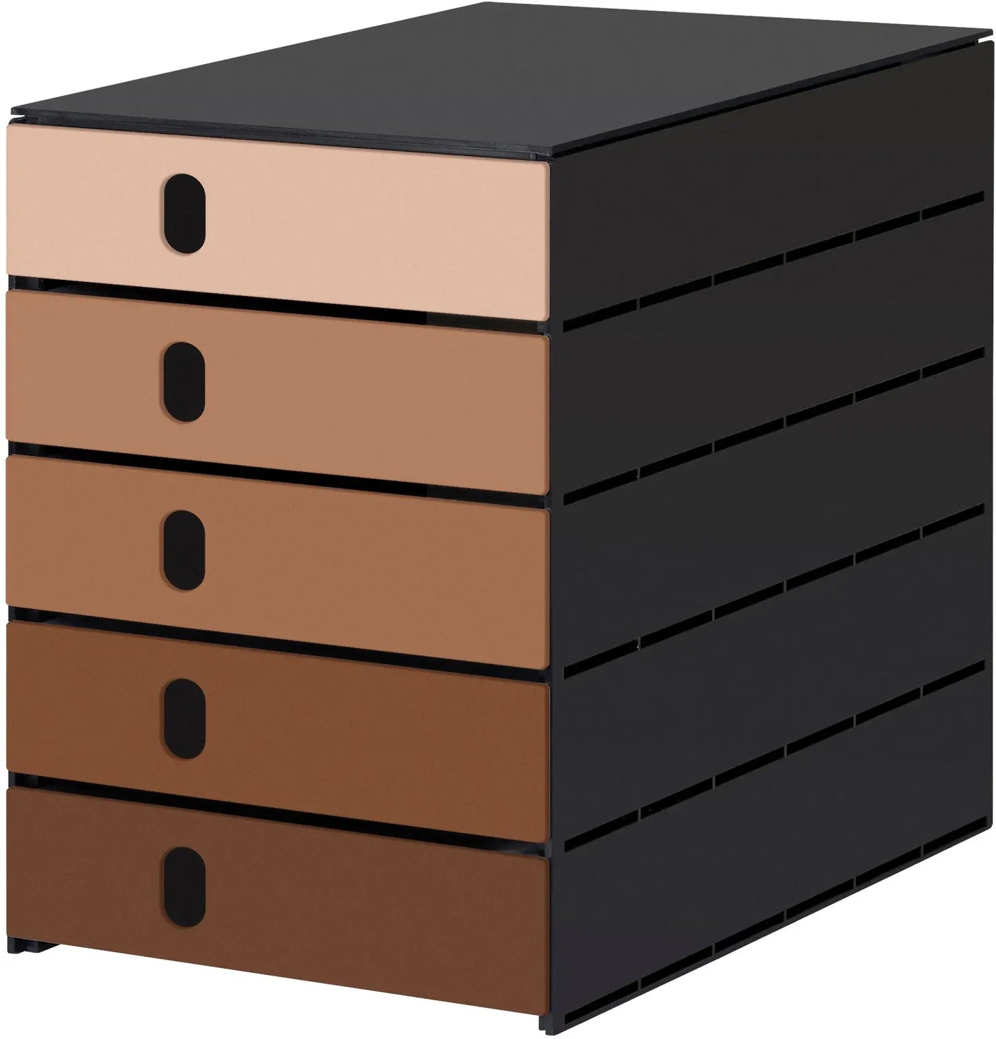 STYRO Schubladenbox styroval öko 14-8000.9mo schwarz/mocca 5 Schubladen Idealshop