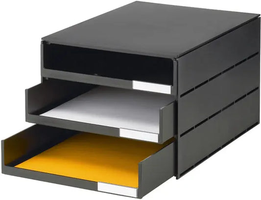 STYRO Schubladenbox styroval öko 14-8051.90 schwarz 3 Schubladen offen Idealshop