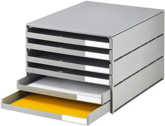 STYRO Schubladenbox styroval öko 14-8052.85 grau/grau 6 Schubladen offen Idealshop